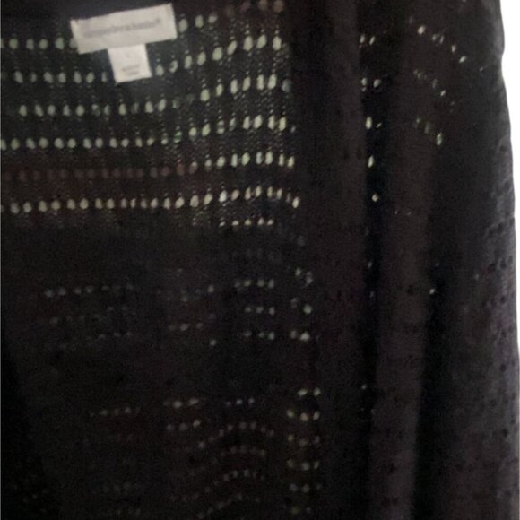 Christopher & Banks Open Knit Cardigan-Black-Large-GUC - Picture 3 of 7